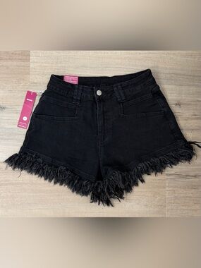 Bisual High-Waisted Fringed Denim Shorts Black Women’s Size S